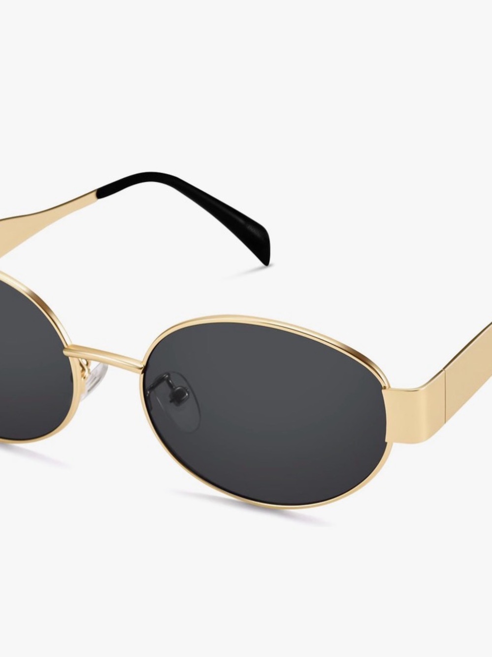 Gold Frame Black Lens Women's Oval Sunglasses